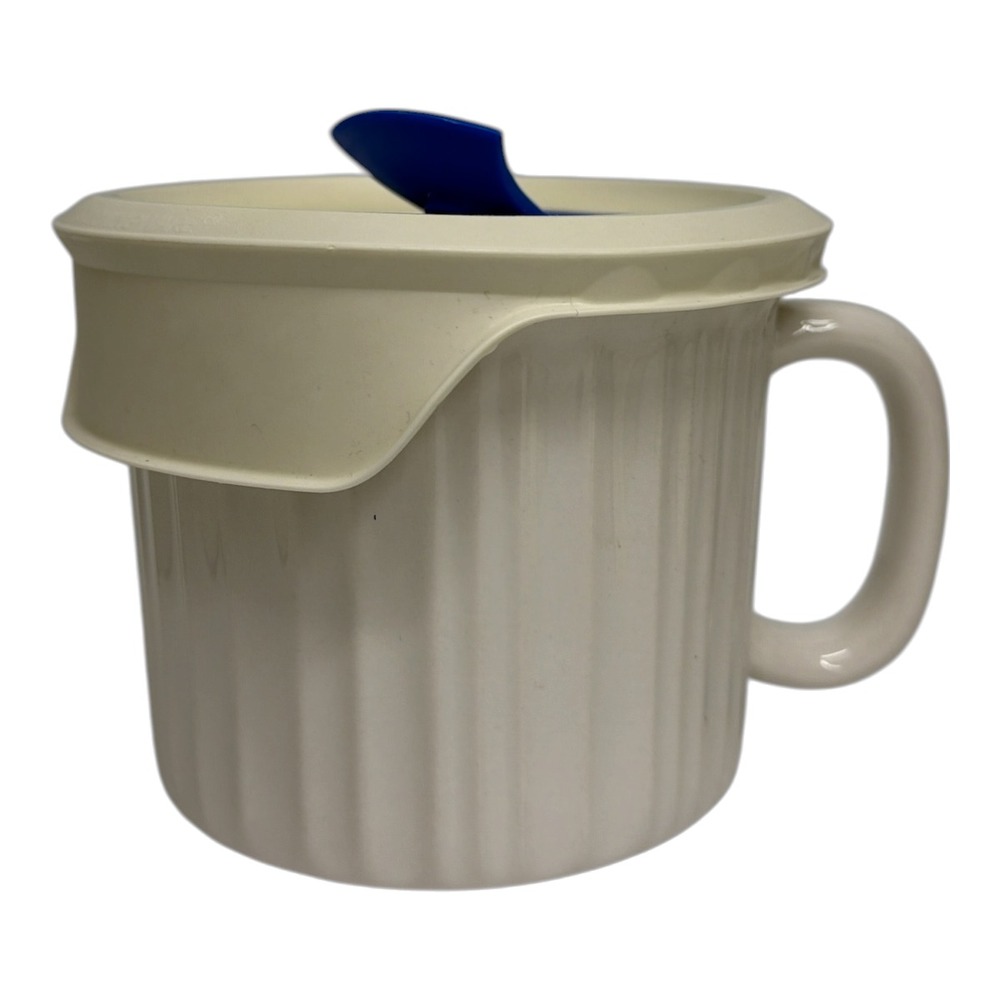 Corning Ware French White Stoneware 20 oz Soup Mug Bowl w Vented Lid F-22-VPC